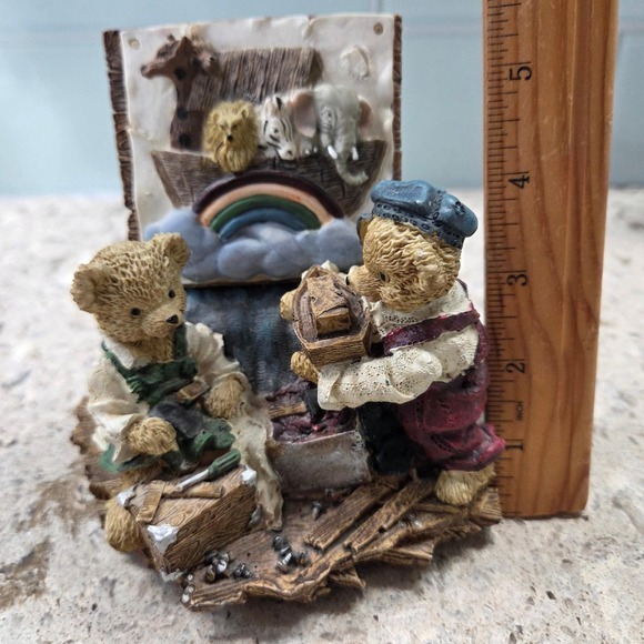 Vintage Teddy bears Noahs‎ Ark Music Box Figurine Bears Painting Rainbow - Picture 5 of 12